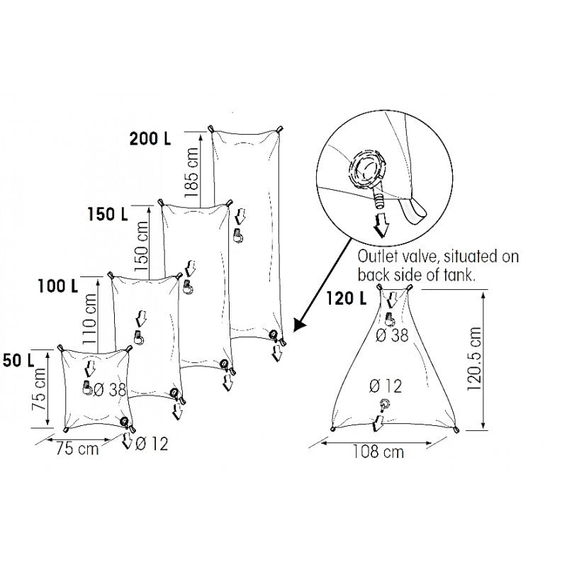 SERBATOIO ACQUA FLESSIBILE LT.50 SPARE SET OF ELBOW CONNECTORS