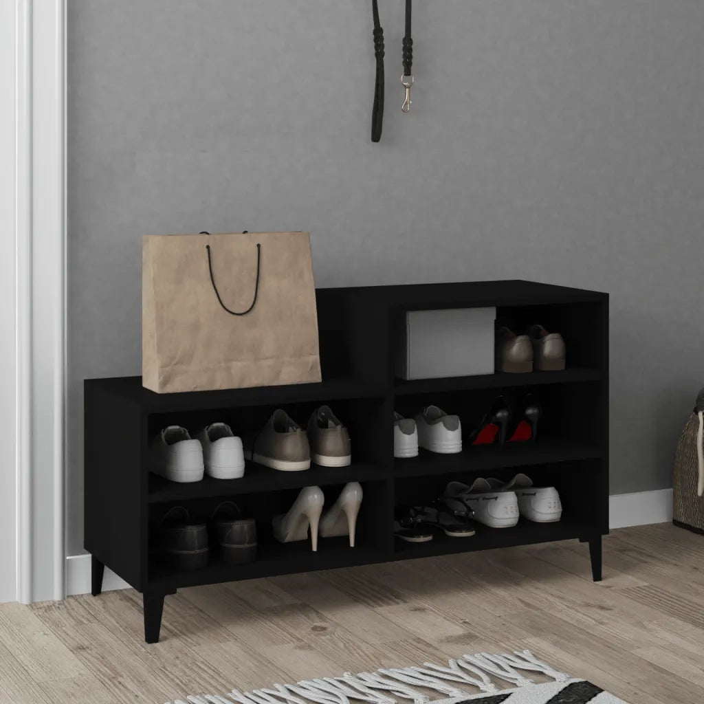 Scarpiera | Mobile per scarpe Nera 102x36x60 cm in Legno Multistrato