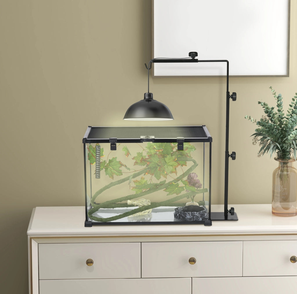Supporto per lampada riscaldante da terrario 40x15x95 cm in acciaio nero