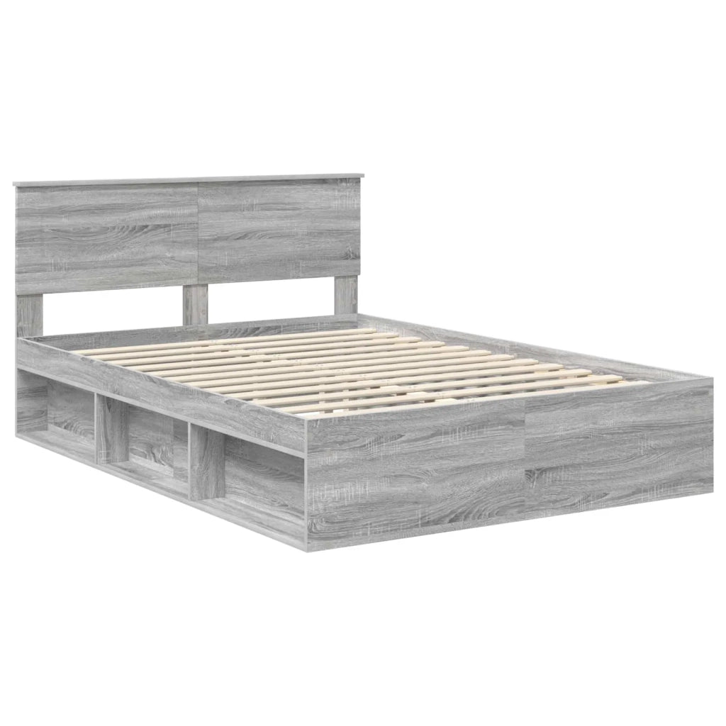 Letto matrimoniale | Letto per adulti | Struttura del letto con testiera Grigio Sonoma 160 x 200 cm