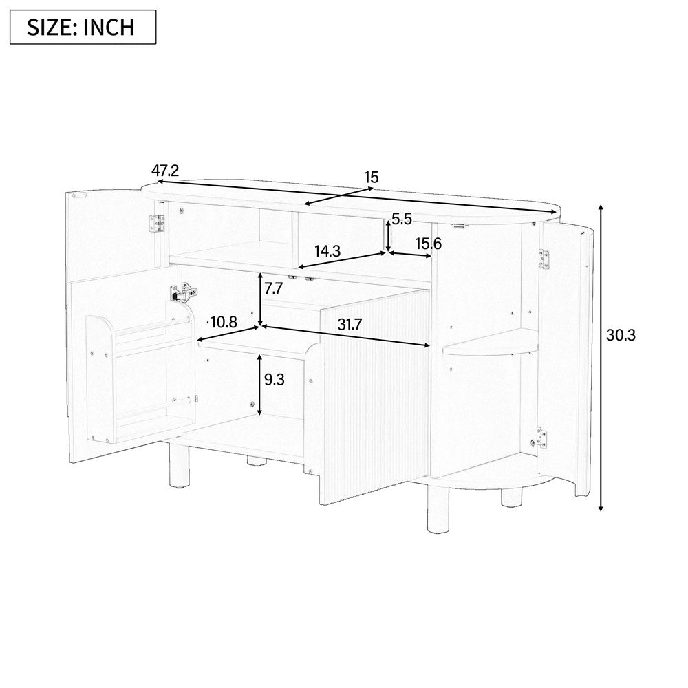 Credenza Moderna con Ante e Ripiani ¨C Xylo ¨C Bianco, Ingresso/Corridoio