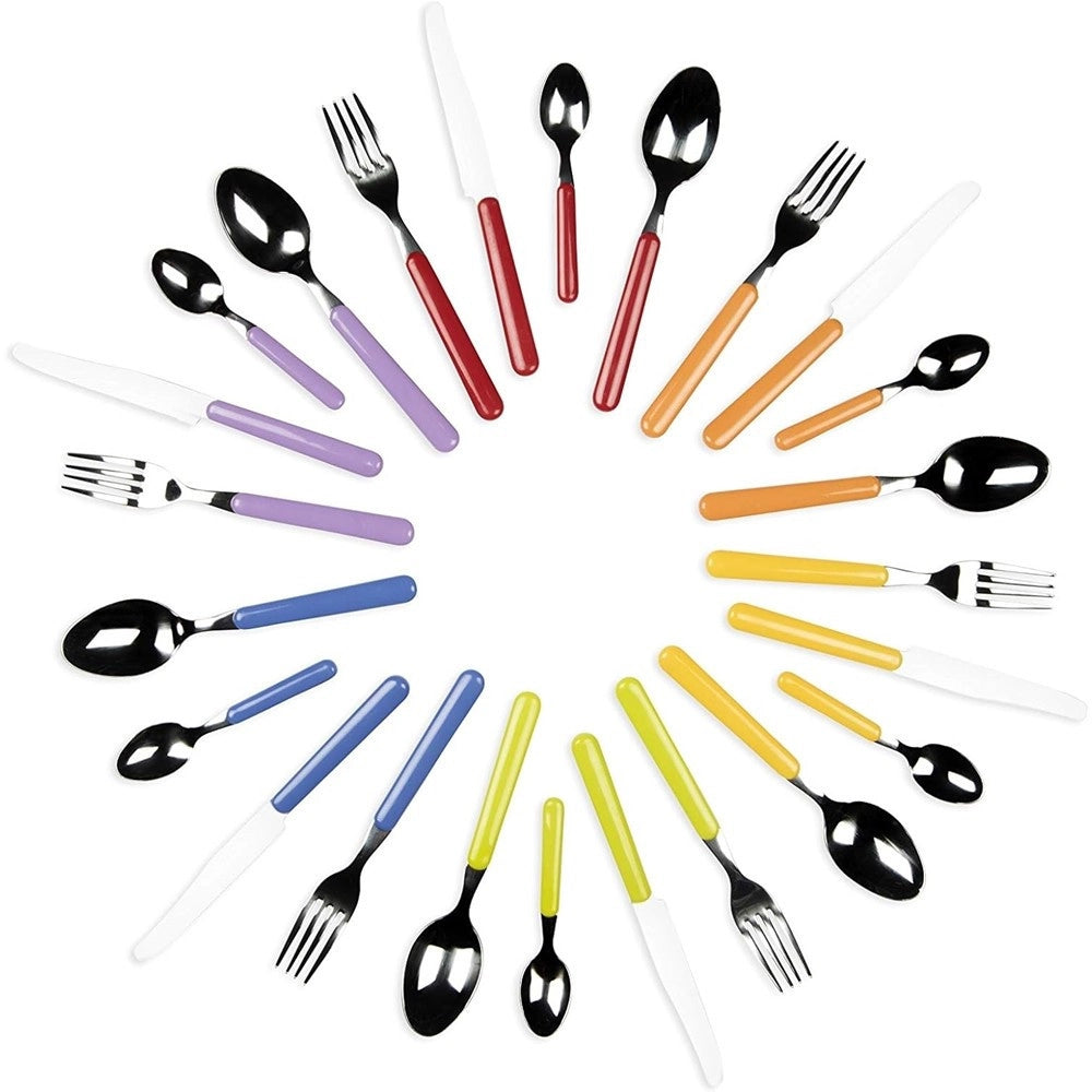 Trade Shop - Set Servizio 24 Pz Posate Fashion Per 6 Persone Acciaio Inossidabile Multicolore -