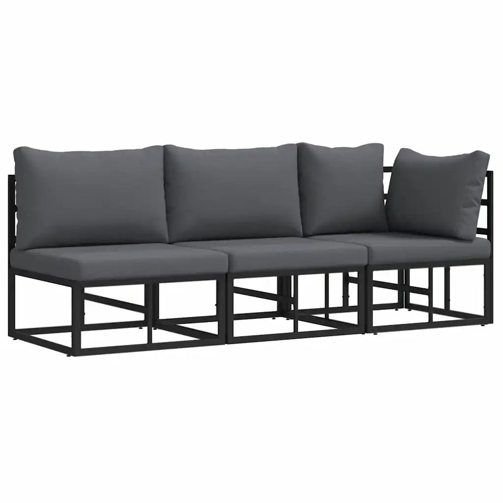Mobili da Esterno con cuscino 3 Pezzo Nero e antracite Metallo 42008025