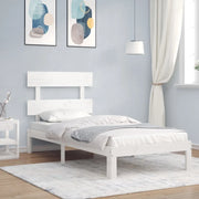 Giroletto senza Materasso-Struttura Letto Bianco 90x200 cm Legno Massello Pino 611859