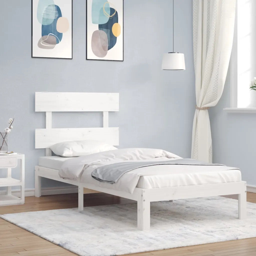 Giroletto senza Materasso-Struttura Letto Bianco 90x200 cm Legno Massello Pino 611859