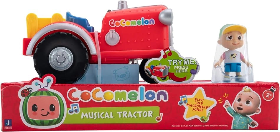 CoComelon- Musical Tractor Veicolo con Figura, Colore Black, CMW0038