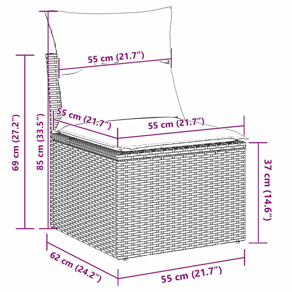 Set Divano da Giardino con cuscino 10 pcs Nero polyrattan 3347621