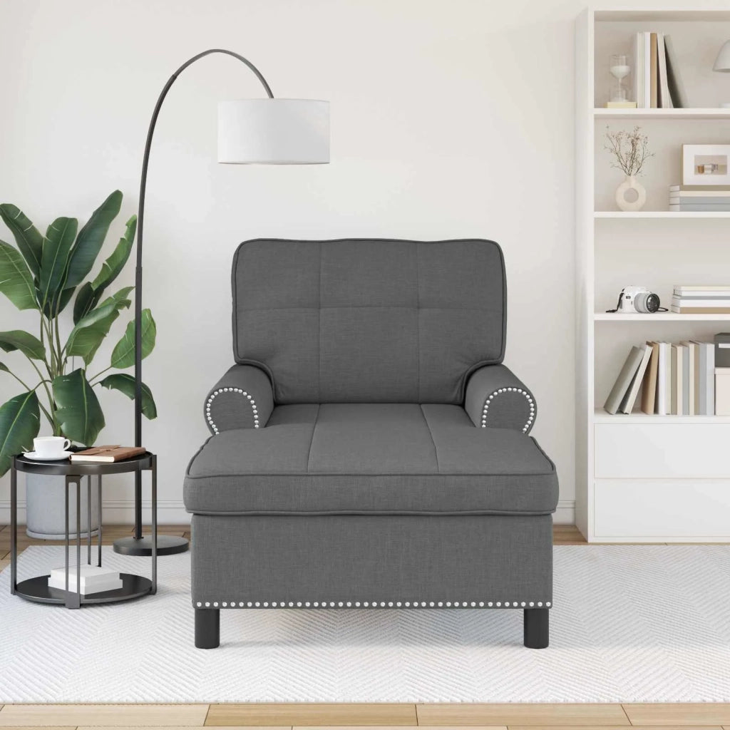 Chaise Lounge con cuscino Grigio scuro 91 x 157 x 91 cm Tessuto
