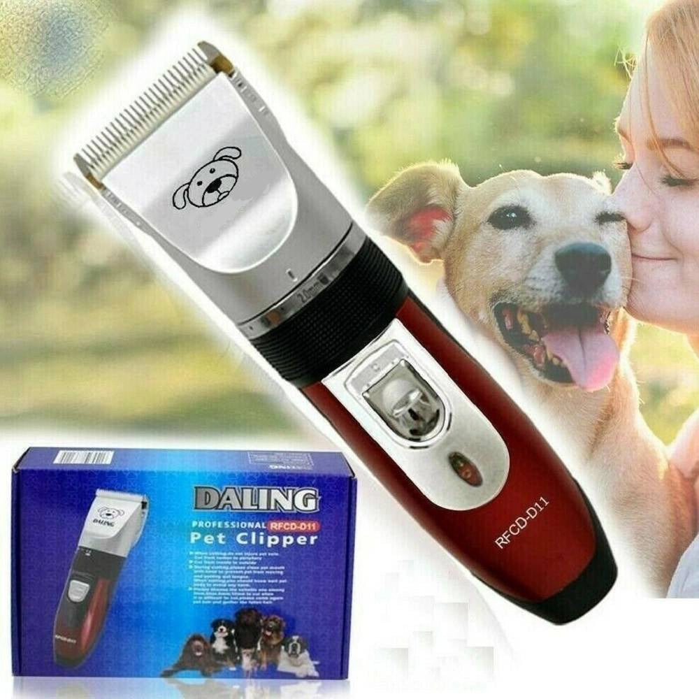 Trade Shop - Kit Tosatrice Per Cani Tosatore Doppia Batteria Ricaricabile 4 Pettini Rfcd-d11 -