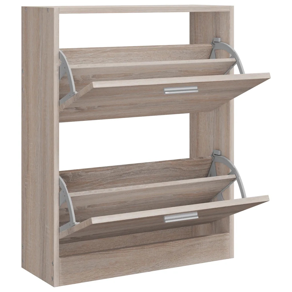 Scarpiera | Mobile per scarpe in Legno Effetto Rovere con 2 Scomparti