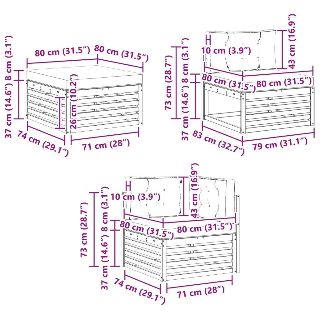 Set di divani da esterno 8 pcs Bianco e Antracite 3390967
