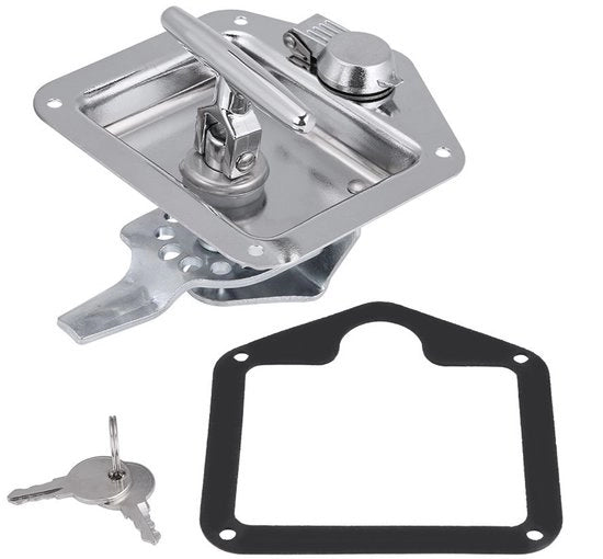 Manubrio T con impugnatura in acciaio inossidabile - maniglia a battente - set di chiavi con 2 chiavi - gomma sigillante - adatto per cassetto degli attrezzi - impermeabile e stoffa impermeabile - chiusura a serraggio