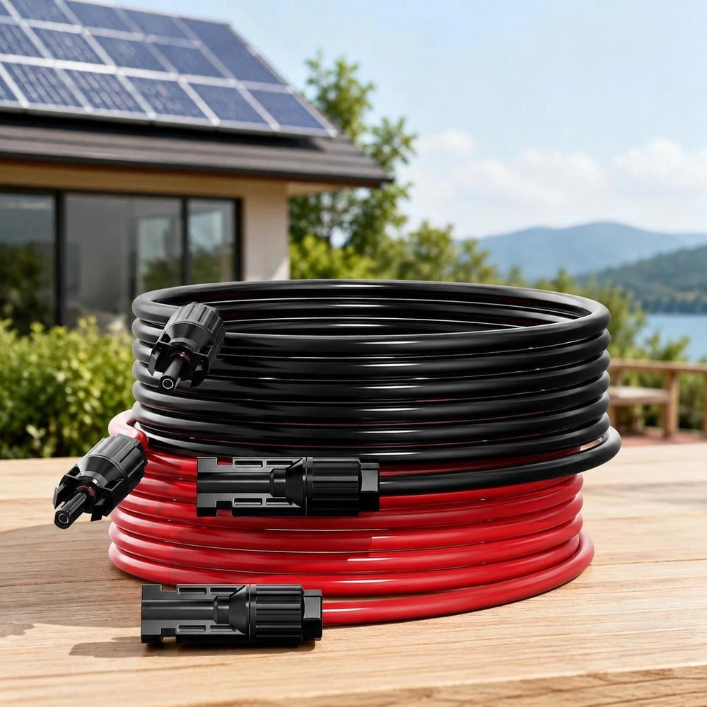 2x Solar Cable Extension Cable With Socket/plug Connections 10AWG/6 Mm² 6.1m