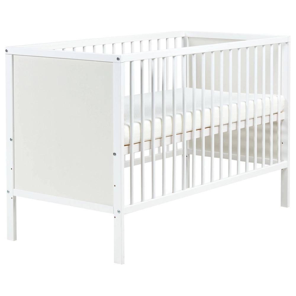Lettino per neonati in MDF bianco 60 x 120 cm con barre regolabili in altezza Dimensioni standard Accessori per la cameretta minimalista