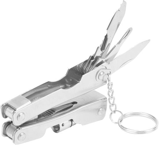 Multitool con Luce - Outil da Viaggio - Taglierino - Chiave a Serramanico - Livella - Acciaio Inox - Multifunzione