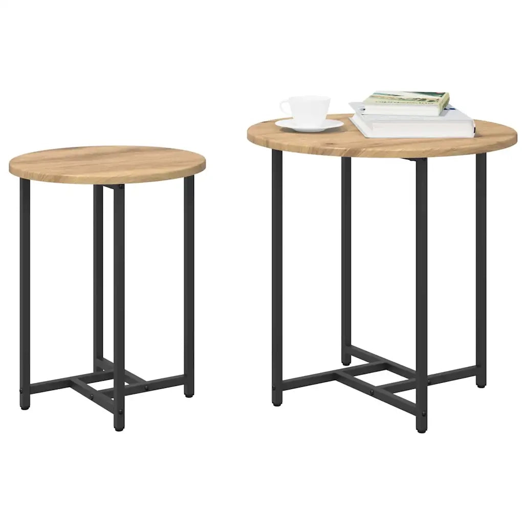 Set tavolini 2 pcs Rovere Artigianale e Nero 869701