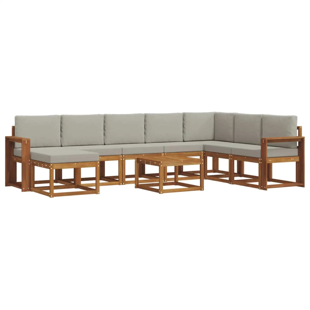 Set di divani da esterno 9 pcs Grigio Naturale e Chiaro 3366854
