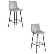 Set di 2 sgabelli da bar Pozza in velluto grigio argento