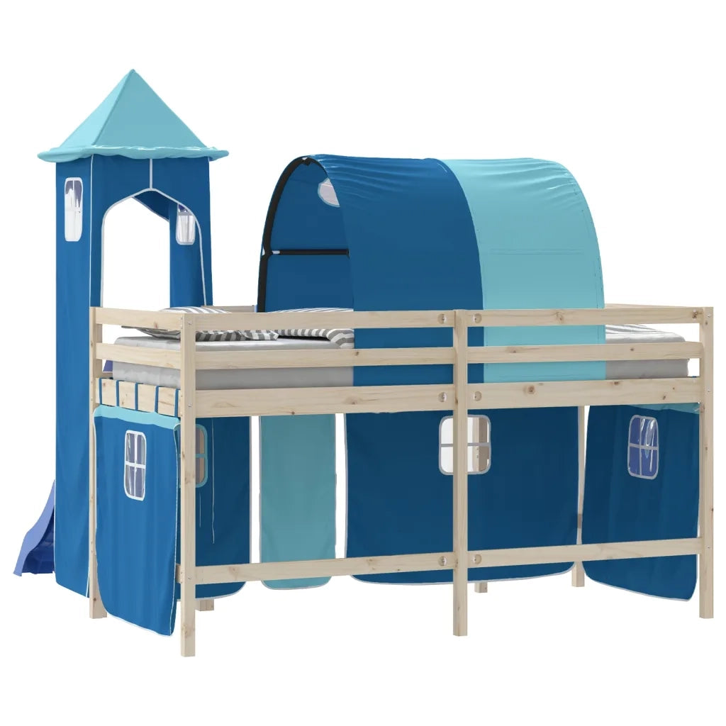 Tende per Letto a Soppalco con Tunnel e Torre Blu 835920