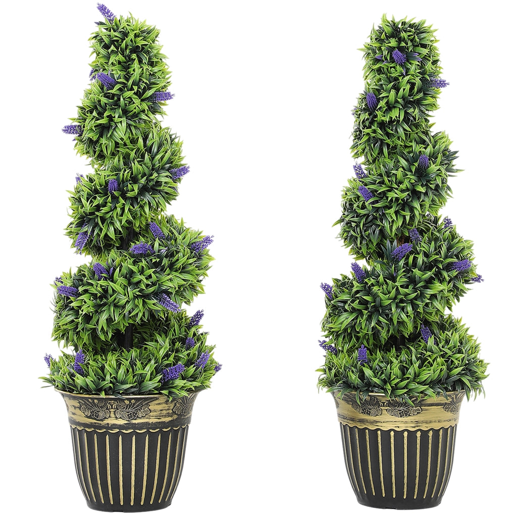Set 2 Piante Artificiali Spirale PE ¨C Xylo ¨C Verde Blu 90cm con Vaso