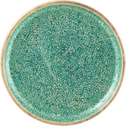Tavolo di lavoro a mosaico rotondo in legno di mango verde - Dimensioni 42.00 x 42.00 cm