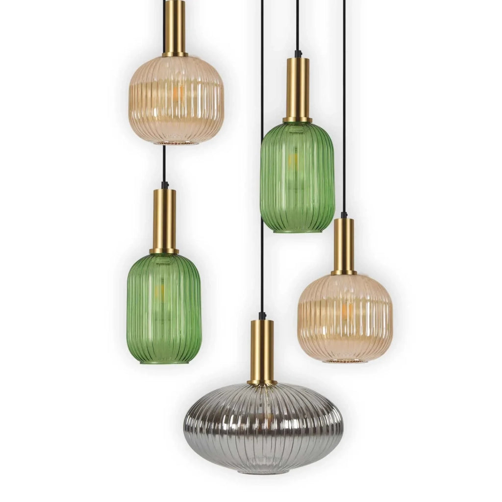 LÚZETE - LÁMPARA DE TECHO 5 LUCES TULIPAS COMBINADAS Ø70 E27 SHELBY