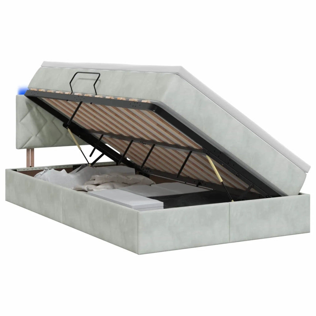 Letto con contenitore LED e materasso Grigio Chiaro 3459300