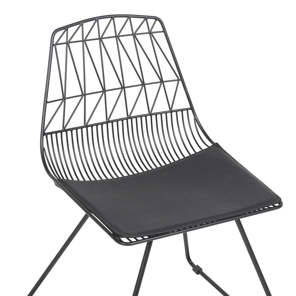 Set di 2 sedie da pranzo Struttura in metallo Nero Seduta in ecopelle Schienale geometrico Design industriale moderno