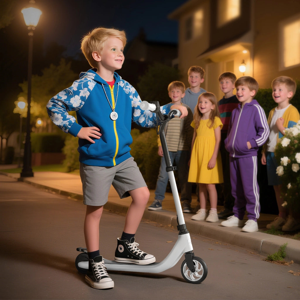 Monopattino Elettrico ¨C Xylo ¨C 6 km autonomia, telaio acciaio, nero+bianco, 76x53x95cm