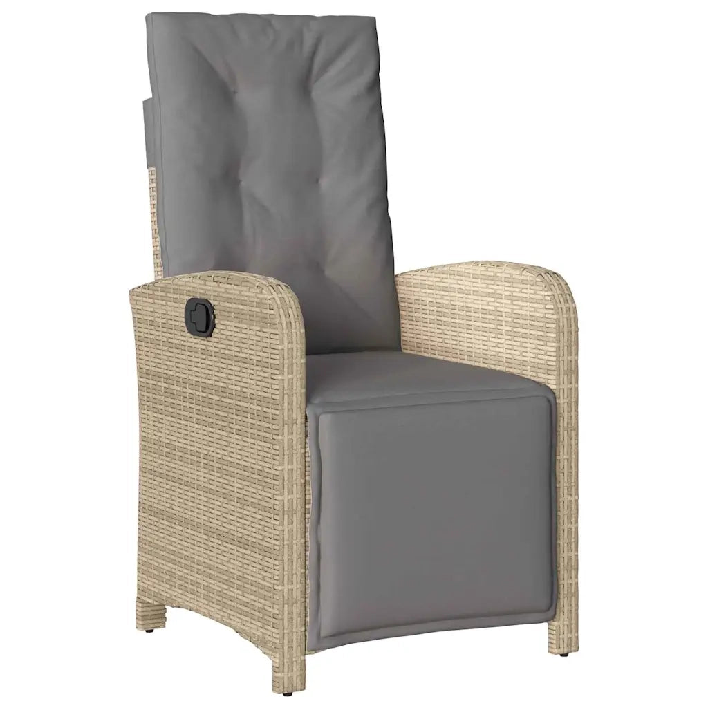 Set da Pranzo per Giardino con cuscino 5 pcs Beige polyrattan