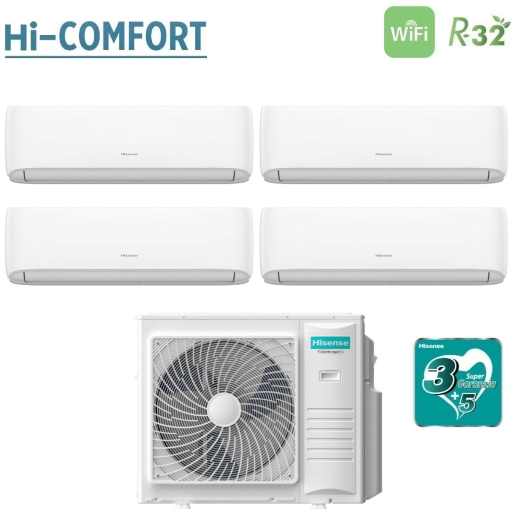 Condizionatore Quadri Split Hisense Hi-Comfort 7+7+7+9 con 4AMW81U4RJC R-32 Wi-Fi Integrato