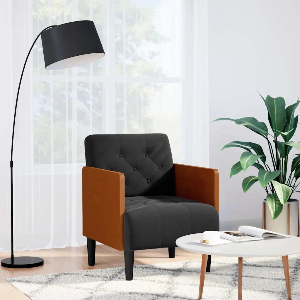 Divano Sedia con Braccioli Nero 55 cm in Velluto 4100597