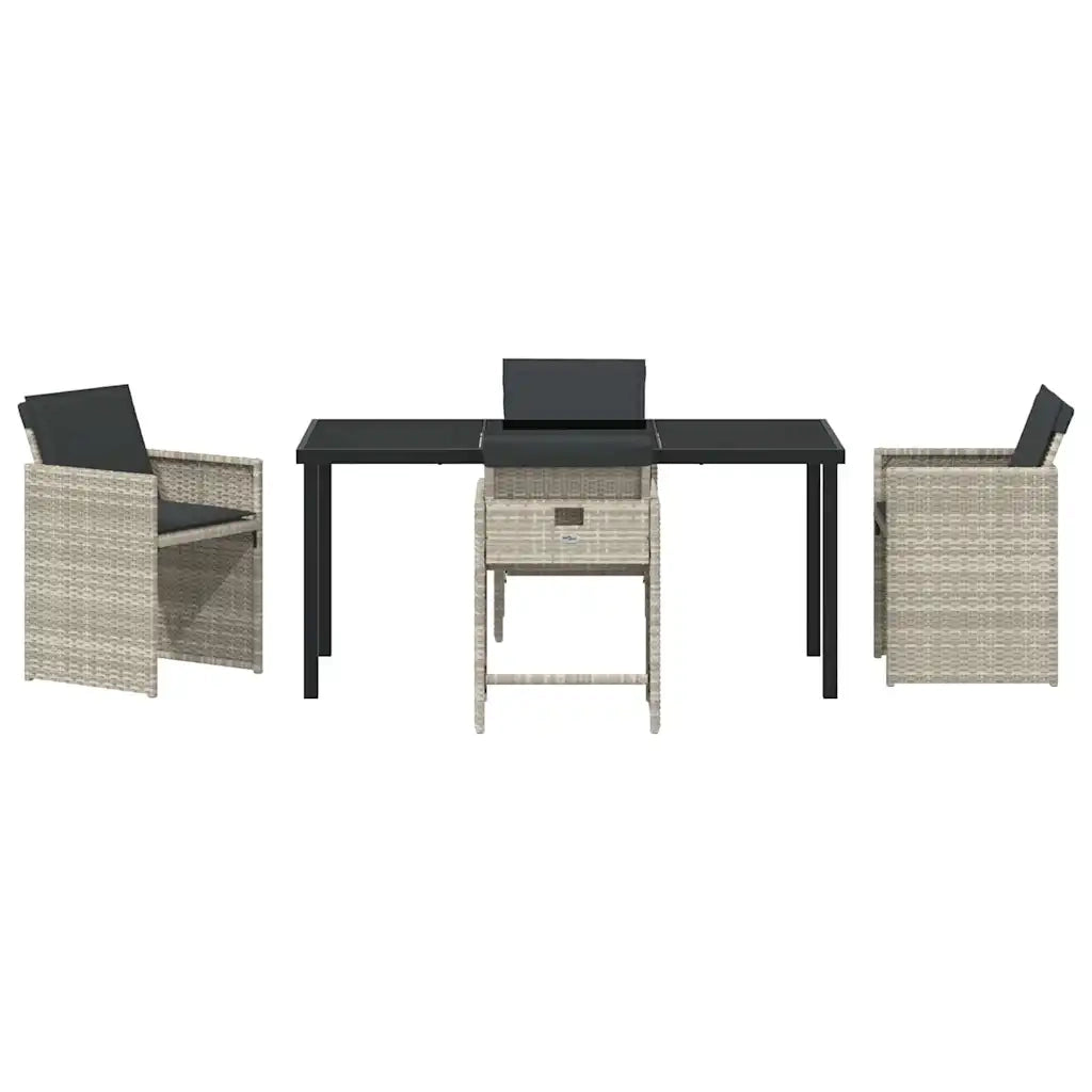 Set da Pranzo per Giardino 5 pcs Grigio chiaro polyrattan
