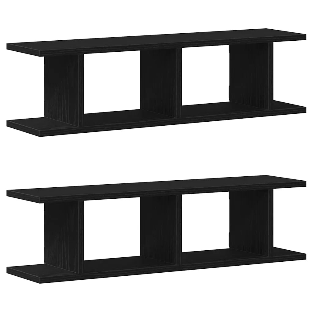 2 pz Mensole da Parete | Scaffali a Parete | Ripiano a parete Rovere Nero 75x18x20 cm in Truciolato