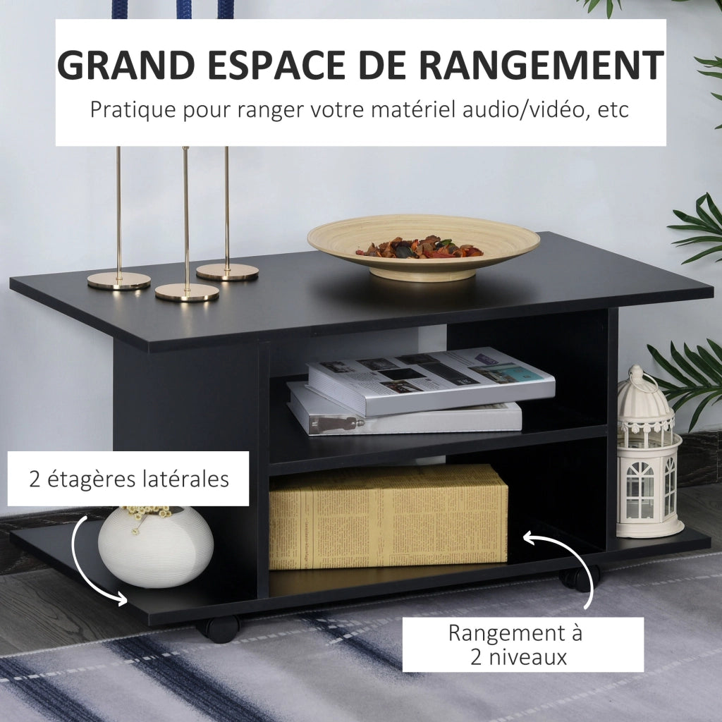 Mobile TV con ruote e ripiani ¨C zephmum ¨C 80x40x40 cm nero