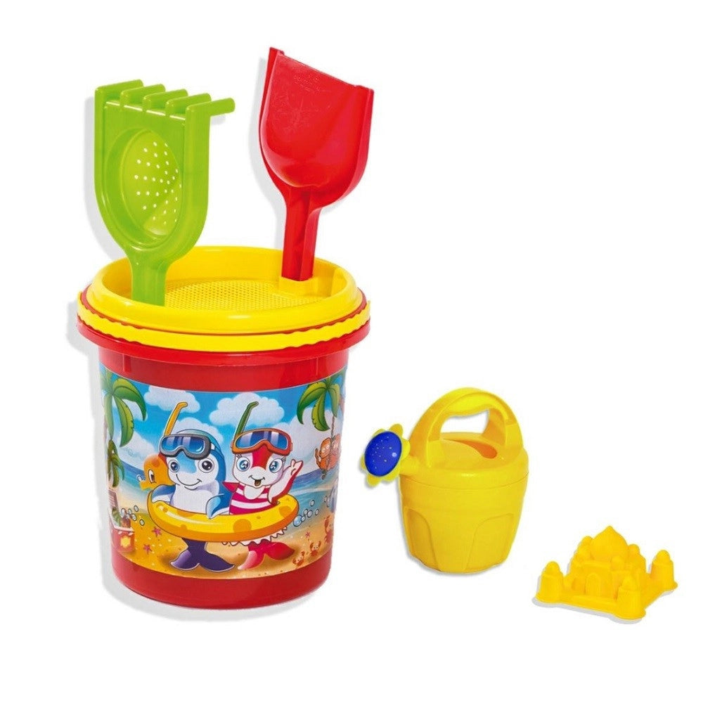 Trade Shop - Completo Secchiello Accessori Palette Giochi Mare Jumbo In Rete Bambini 114275 -
