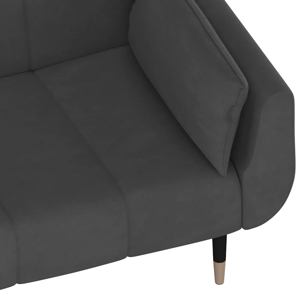 Divano Letto a 2 Posti con 2 Cuscini Grigio Scuro in Velluto 337583