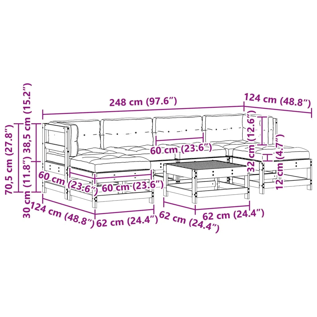 Set Lounge da Giardino 7 pcs Marrone Cerato 3418073