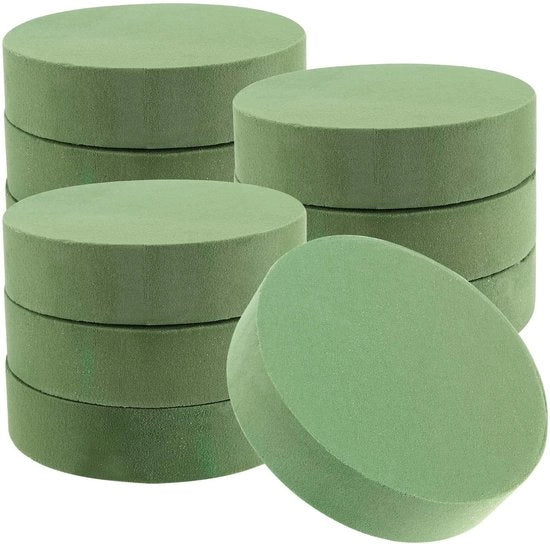 Bloemen schuim 10 Pack - Blocchi rotondi/cilindrici - Schiuma per infilare - Per fiori/fiori di alta qualità - Decorazione per matrimoni - Facile da tagliare - Blocchi di schiuma