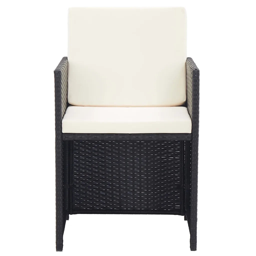 Set da Pranzo da Giardino 15 pz con Cuscini in Polyrattan Nero 46425