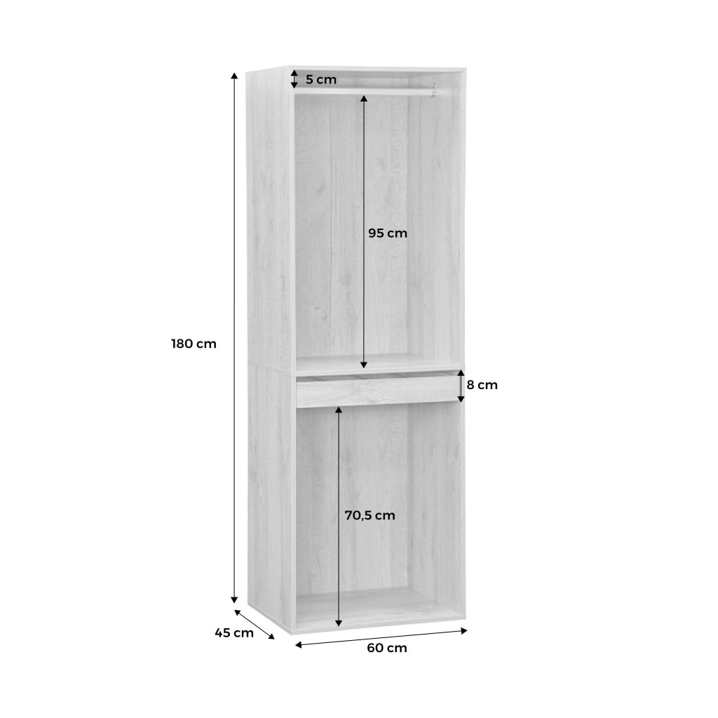 Modulo guardaroba con appendiabiti e portapantaloni, bianco