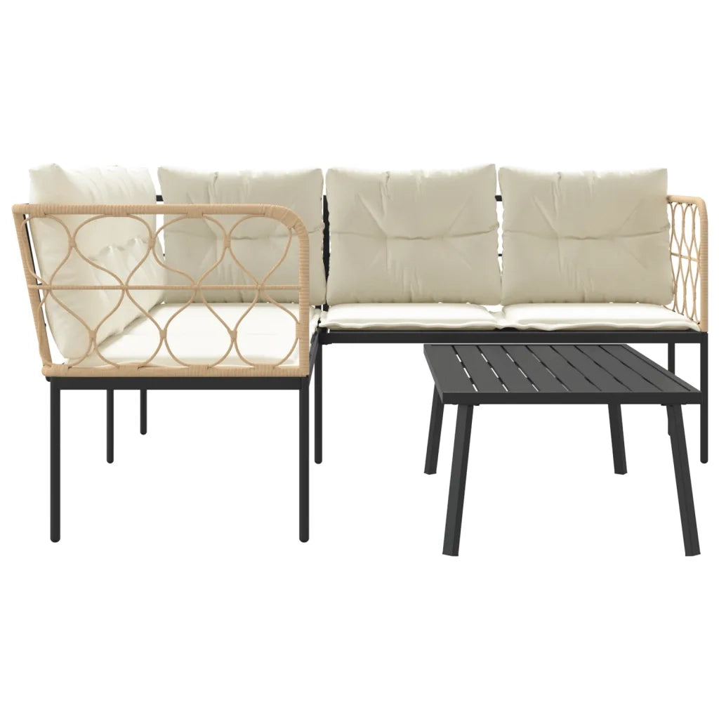 Set Divano da Giardino con Cuscini Nero Acciaio e Textilene 3283748