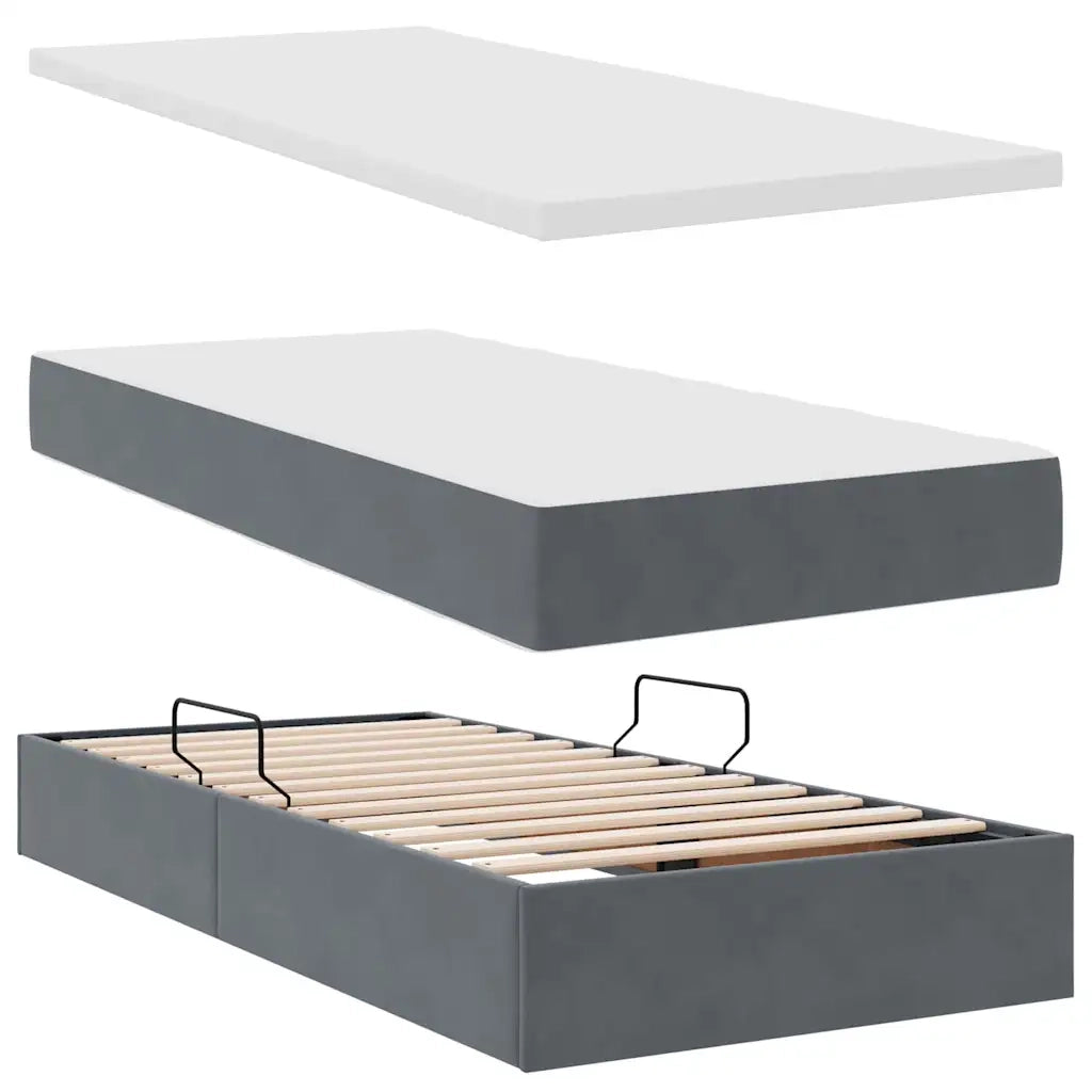 Letto con contenitore e LED Grigio scuro 90 x 200 cm Velluto 3372700
