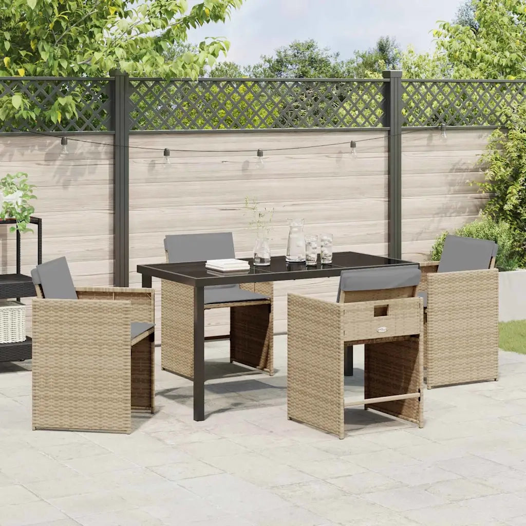 Set da Pranzo per Giardino 5 pcs Beige polyrattan