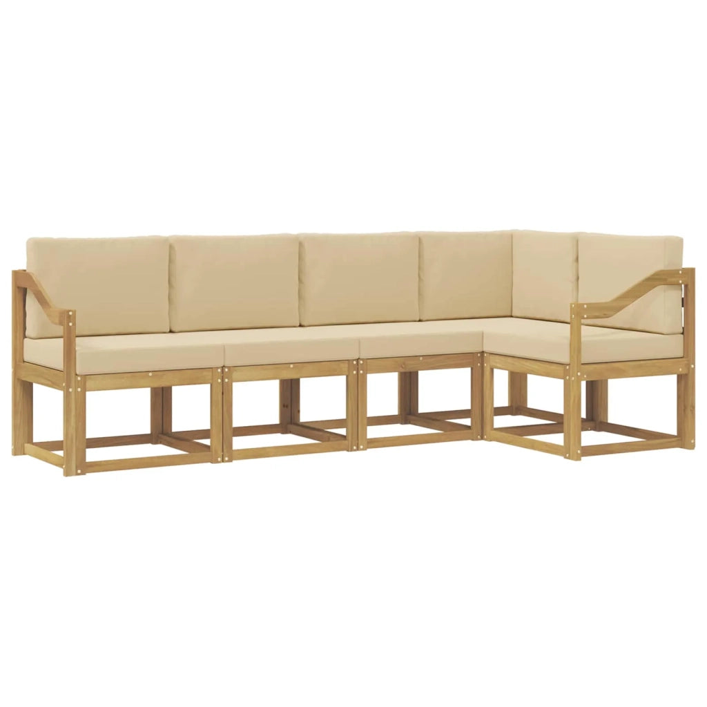 Set di divani da esterno con cuscino 5 pcs Bianco e Beige 3387647