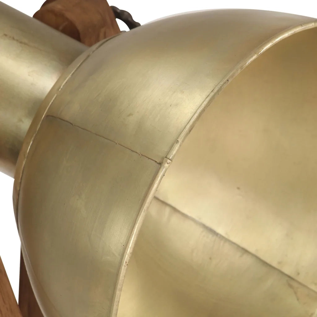 Lampada da Pavimento Ottone E27 in Legno Massello di Mango 320588