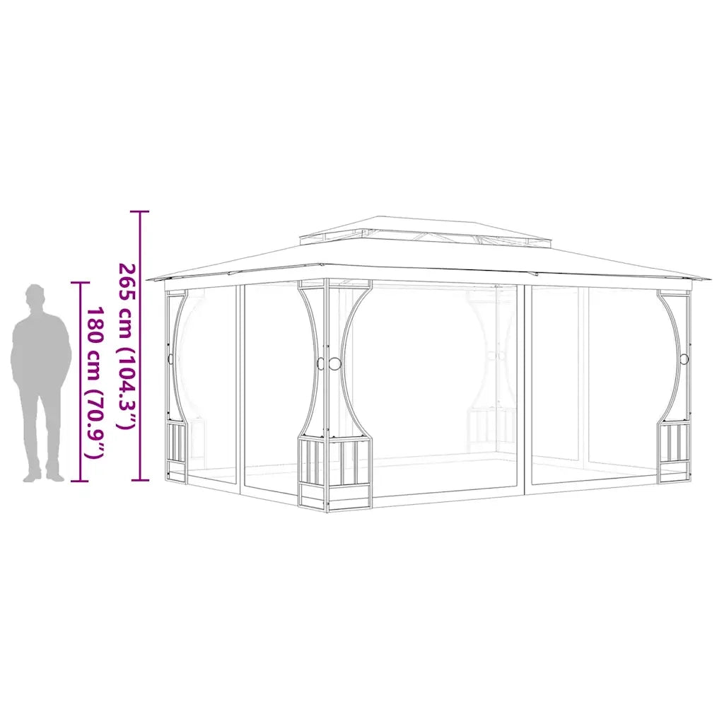 Gazebo con Rete 300x400x265 cm Antracite 48598