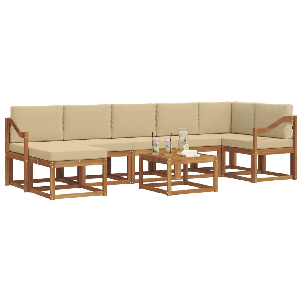 Set di divani da esterno con cuscino 8 pcs Naturale e Beige 3366761