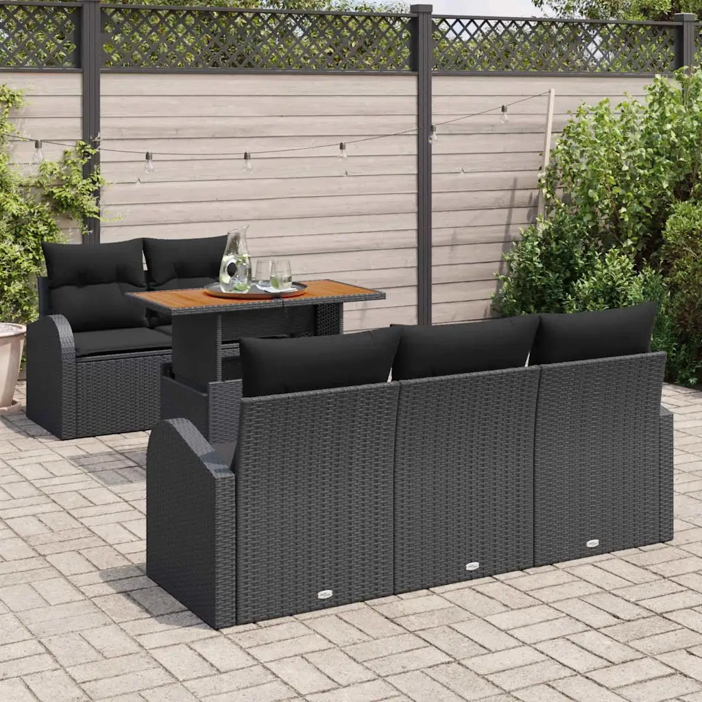 Set Divano da Giardino con archiviazione 6 pcs Nero Poly Rattan 3358263