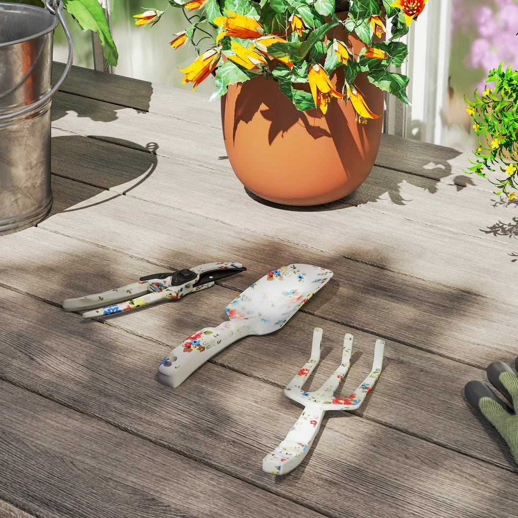 Set attrezzi da giardino 3 pezzi ¨C Xylo ¨C alluminio con forbici, paletta, rastrello